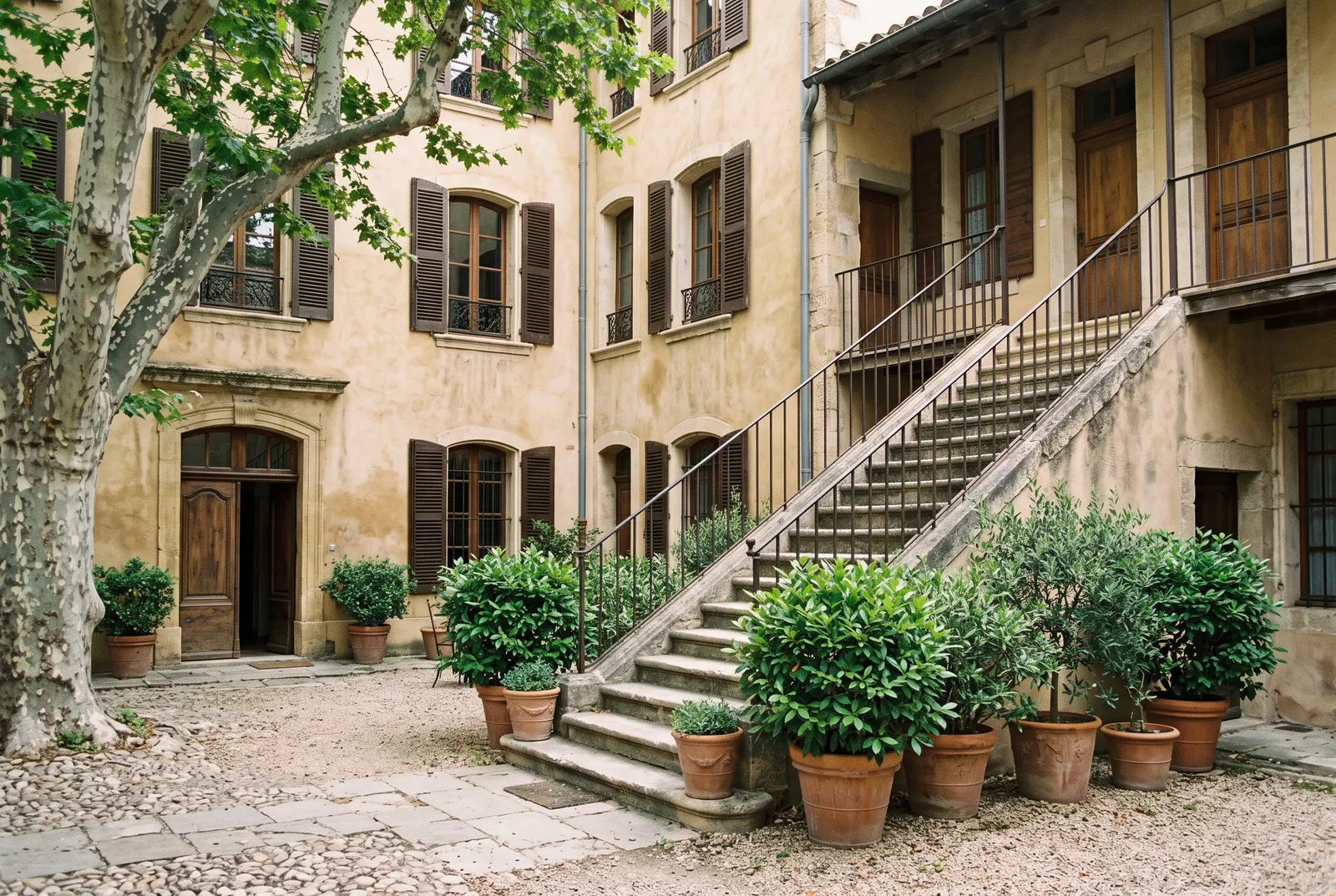 Cour intérieure d'un immeuble à Aix-en-Provence